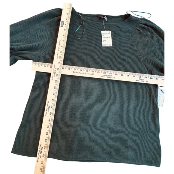 New 1. State Womens Textured Knit Puff Sleeve Blouse L - Picture 3 of 5